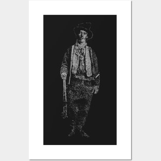 Billy the Kid Grunge Distressed Style Billy the Kid Western Outlaw Gray Version Posters and Art